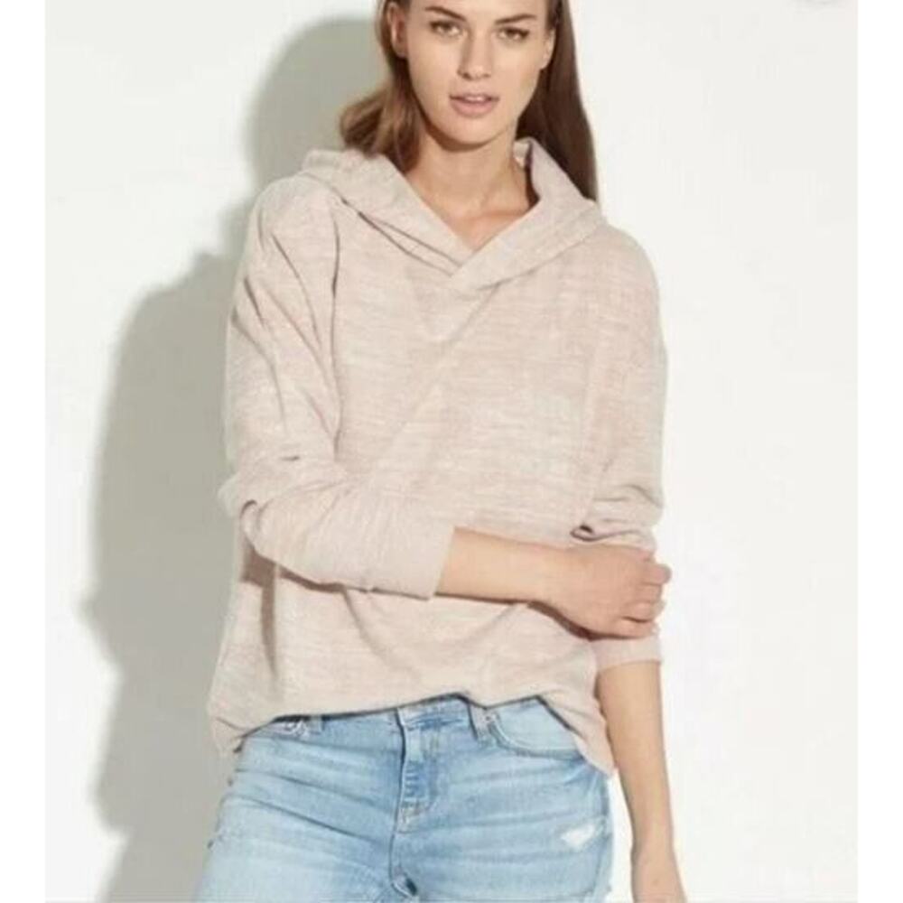 Magaschoni‎ Women's Overlap Long Sleeve Cozy Hoodie in Nude Large MSRP $58